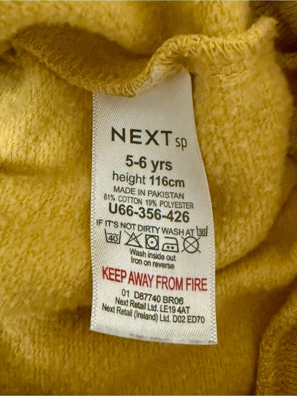 😊 NEXT Yellow Smiley Sweatshirt – Size 5–6 Years - Picture 4 of 5